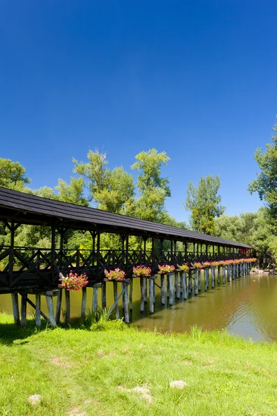 Covered wooden bridge, Kolarovo, Slovakia — Stock Photo, Image