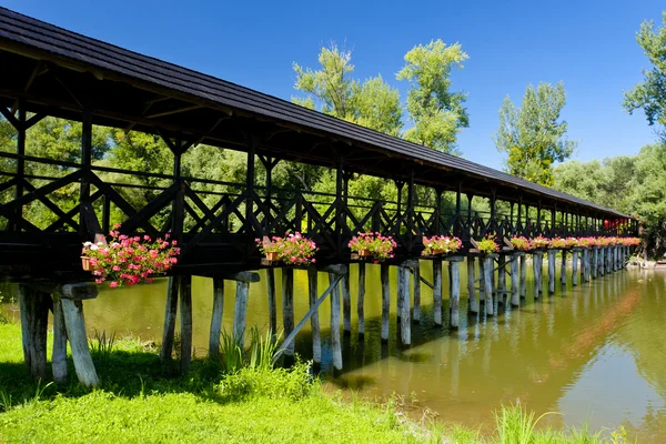 Pokryte drewniany most, kolarovo, Słowacja — Zdjęcie stockowe