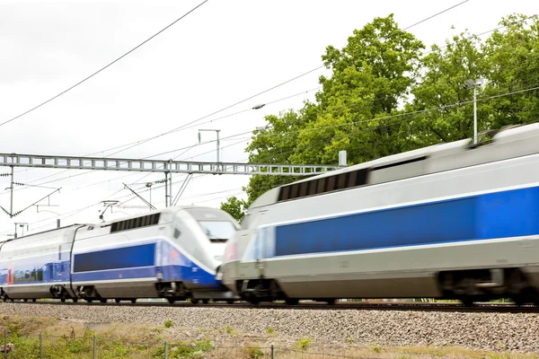 Tgv、ブルゴーニュ、フランスの鉄道 — ストック写真