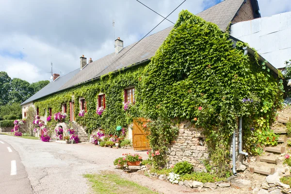 Haus mit Blumen, Burgund, Frankreich — Stockfoto