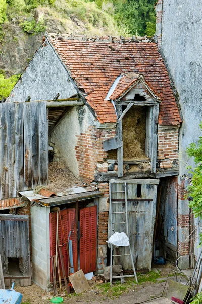 Destruída casa, Boussac, Limousin, França — Fotografia de Stock