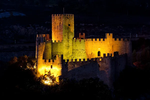Castello di Almoural di notte, Ribatejo, Portogallo — Foto Stock