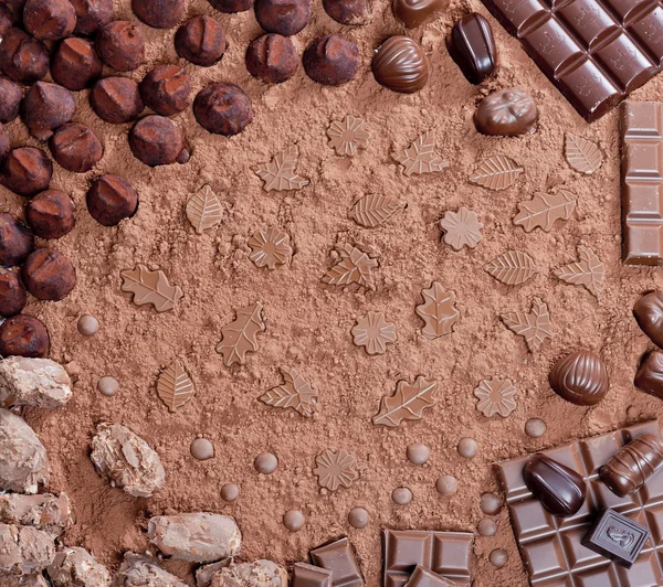 Ainda vida de chocolate em cacau — Fotografia de Stock