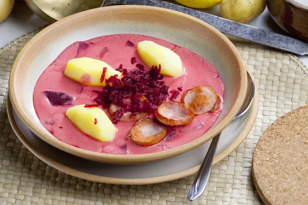 Polish red beet soup — Stock Photo, Image