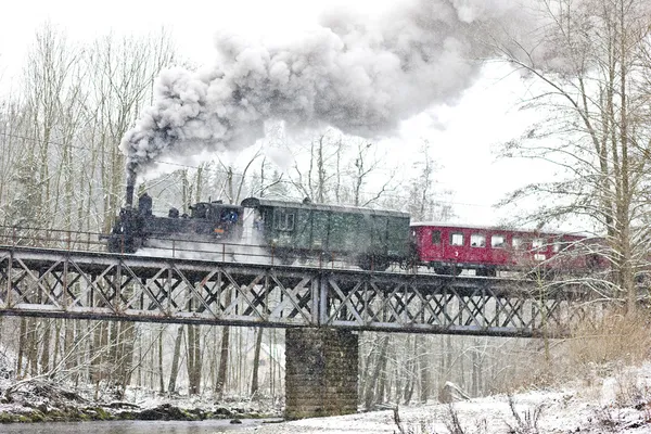 Comboio a vapor perto de Hradsko, República Checa — Fotografia de Stock