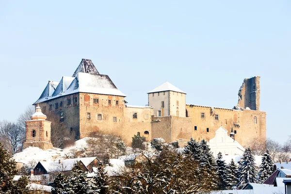 Lipnice nad sazavou slott i vinter, Tjeckien — Stockfoto