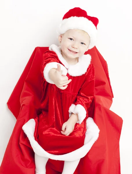 Маленька дівчинка, як Санта-Клаус — стокове фото