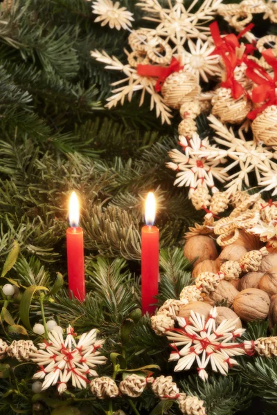 Kerststilleven met kaarsen — Stockfoto