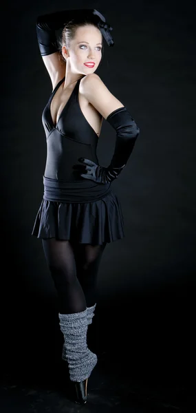 Bailarina de ballet con ropa negra — Foto de Stock