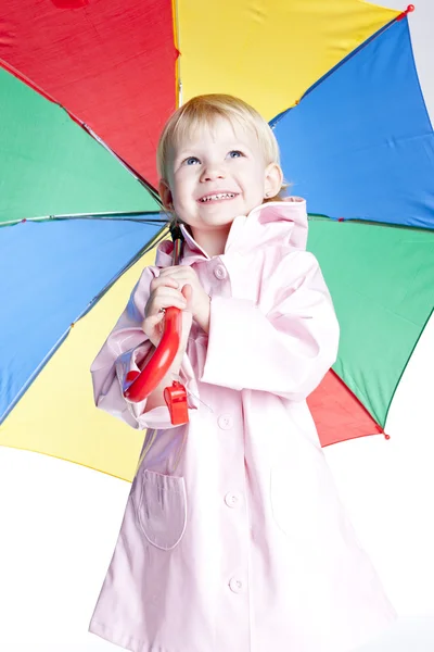 Portrait of little girl with umbrella — Stock Photo, Image