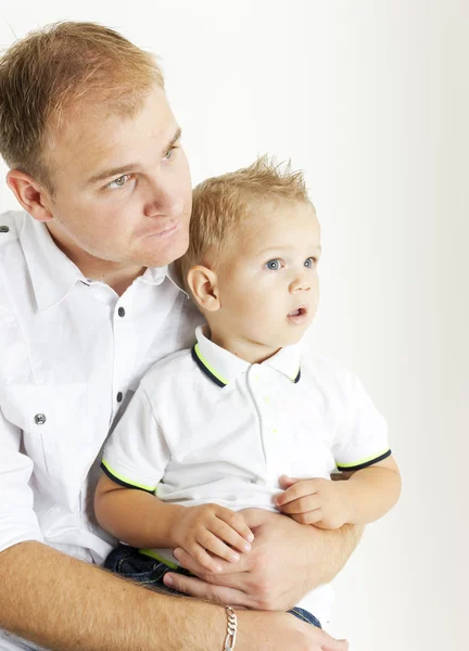 Apa és fia kis portréja — Stock Fotó