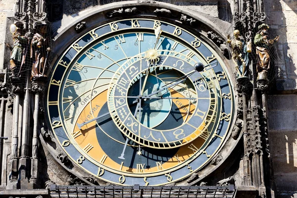 大钟在旧镇广场，布拉格，捷克共和国的细节 — 图库照片
