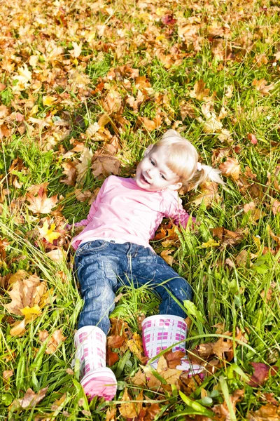 Little girl in autumnal nature — Stock Photo, Image