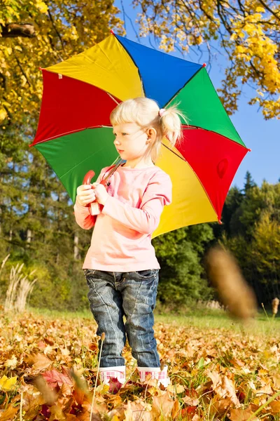 가 자연 우산 소녀 — 스톡 사진