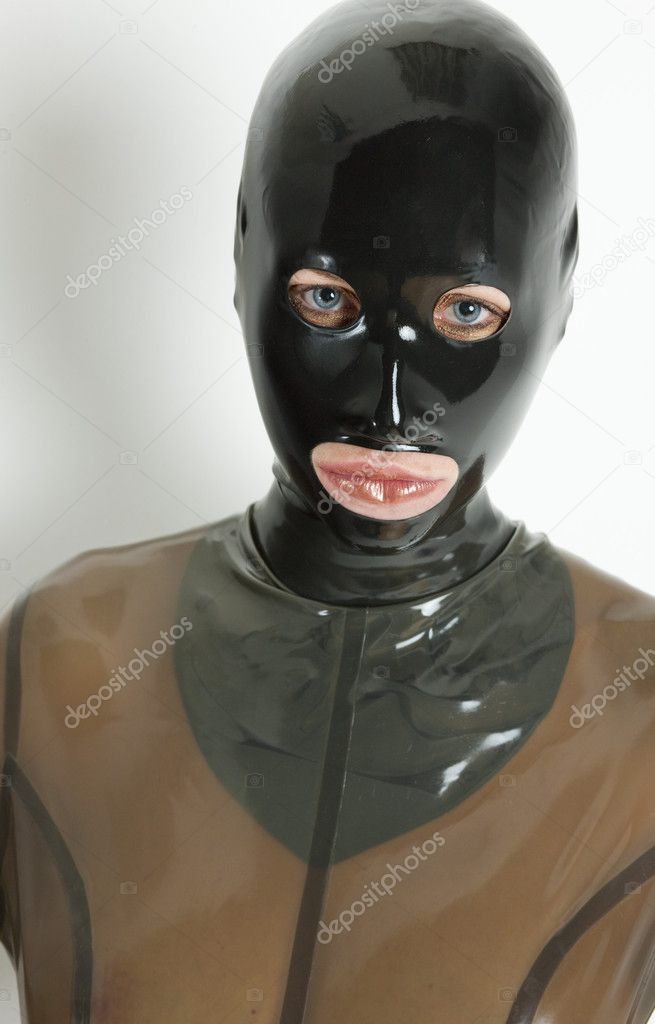 Portrait of woman wearing latex clothes