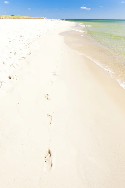 Footprints on beach, Hel Peninsula, Pomerania, Poland — Stock Photo, Image