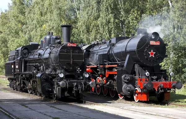 Locomotivas a vapor, depósito Luzna u Rakovnika, C — Fotografia de Stock