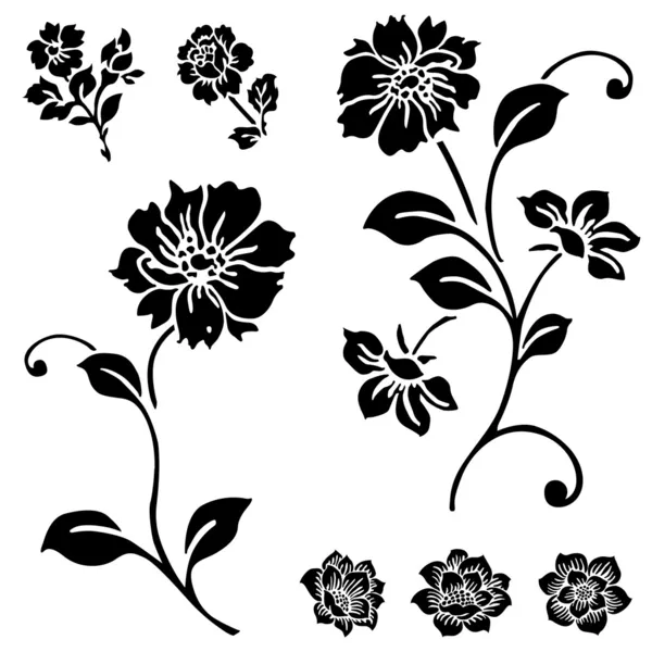 Векторный набор роз и цветов — стоковый вектор