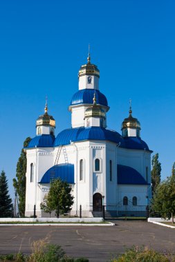 Cupola of church on blue sky bachground clipart