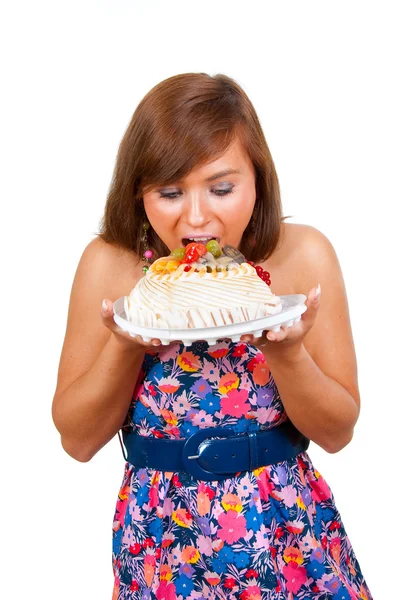 Ragazza mangiare torta — Foto Stock