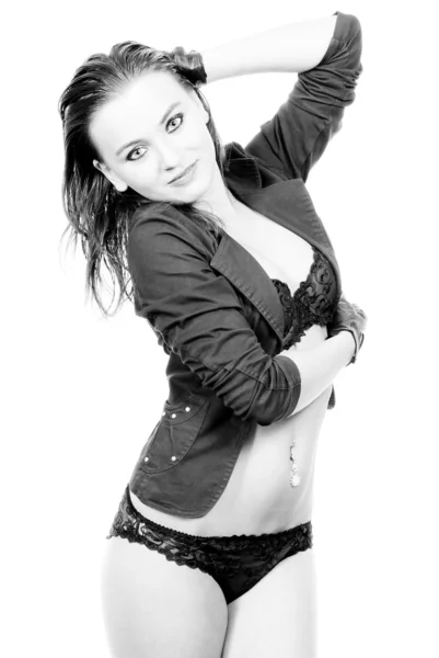 Young girl in underwear posing in studio — Stock Photo, Image
