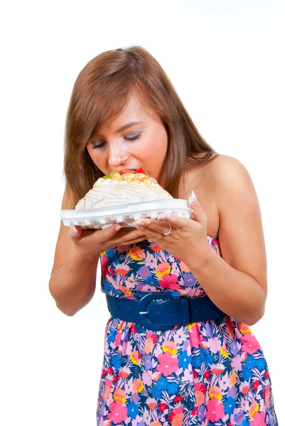 Κορίτσι φάω κέικ — Φωτογραφία Αρχείου