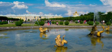 View of the grand palace in Peterhof clipart