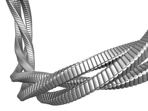 Stříbrné kovové abstraktní řetězec 3d ilustrace — Stock fotografie