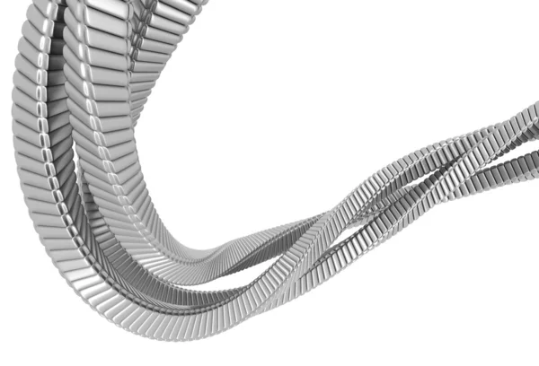 Stříbrné kovové abstraktní řetězec 3d ilustrace — Stock fotografie