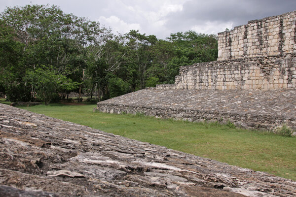 The Ballcourt in the Mayan ruins of Ek' Balam. The name Ek' Balam means 'Black Jaguar'. It is located in the Yucatan Peninsula, Mexico.