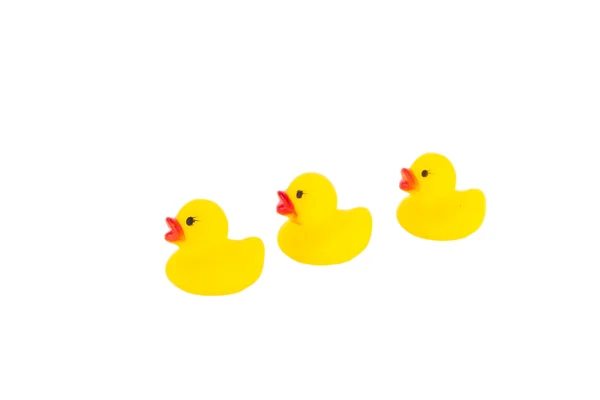Žlutá guma kachna s ducklings — Stock fotografie