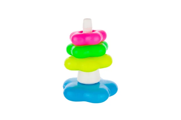 Colorful plastic toy pyramid — Stock Photo, Image