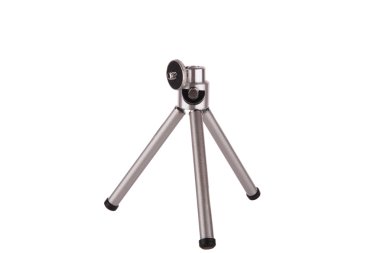 Mini metal tripod isolated on white clipart