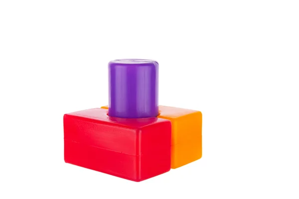 Barevné hračky rozestavěné plastické bloky — Stock fotografie