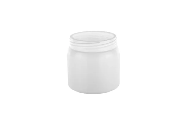 Grey plastic jar with screw-on lid — Stock Photo, Image
