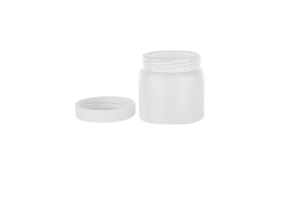 Grey plastic jar with screw-on lid — Stock Photo, Image