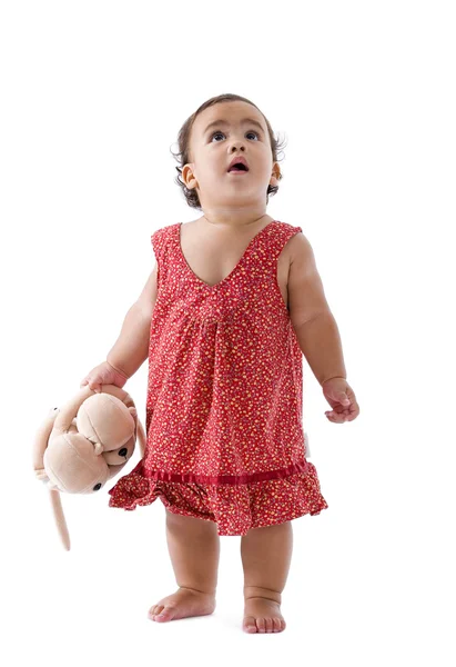 Cute little girl looking up — Stock Photo, Image