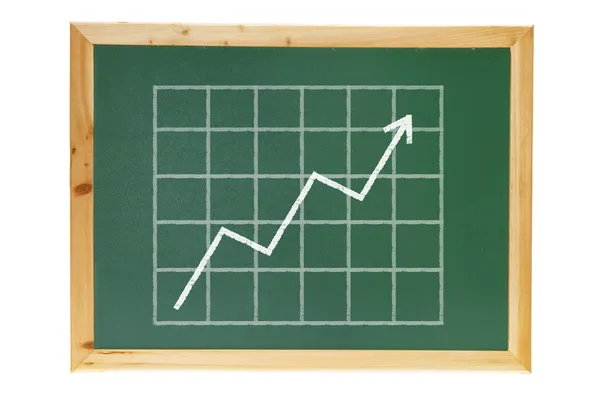 Černá deska s růstem diagramu — Stock fotografie