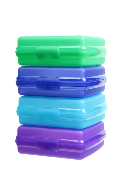 Pilha de recipientes de plástico — Fotografia de Stock