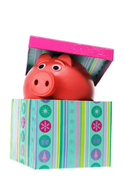 Piggybank i presentförpackning — Stockfoto