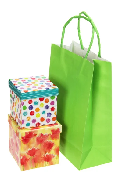 Τσάντα για ψώνια και κουτιά δώρου — Φωτογραφία Αρχείου