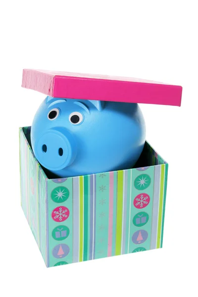 Piggybank i presentförpackning — Stockfoto
