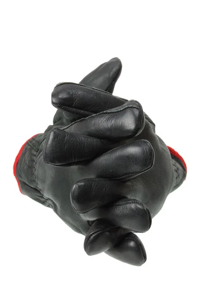 Schwarze Lederhandschuhe — Stockfoto