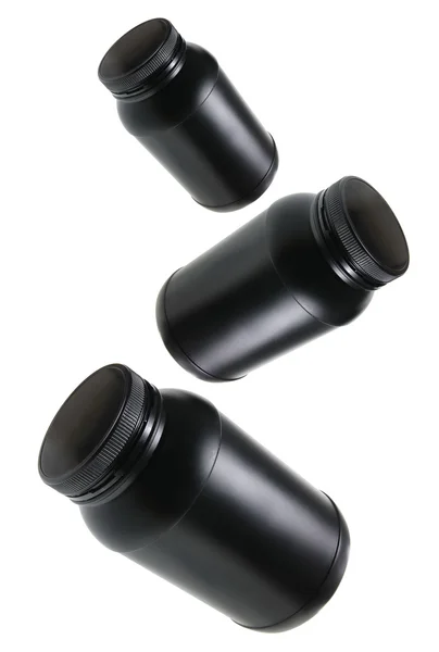 Czarny słoiki z tworzyw sztucznych — Zdjęcie stockowe