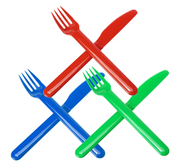 Forchette e coltelli in plastica — Foto Stock