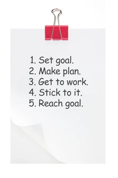 Paper with List of Business Goals — Stock Photo, Image
