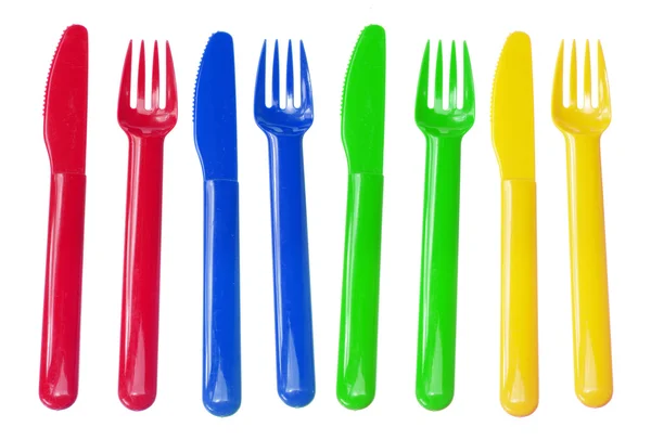 Plast gafflar och knivar — Stockfoto