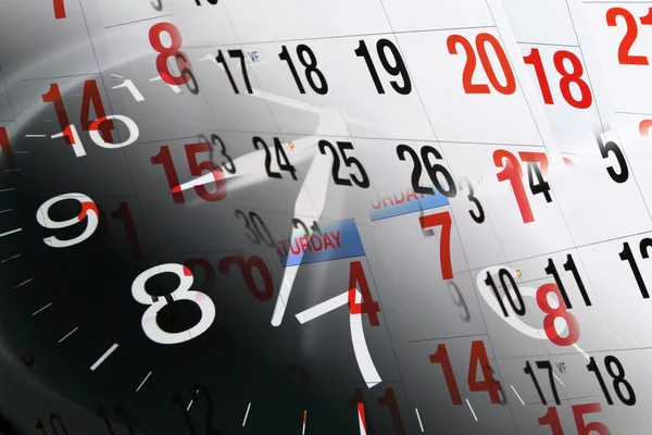 Páginas del calendario y reloj — Foto de Stock