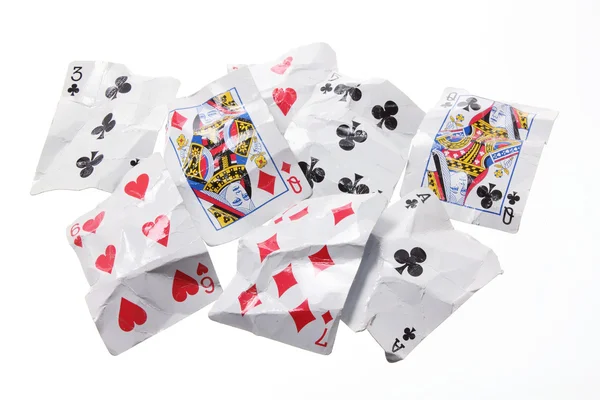Zmačkaný hrací karty — Stock fotografie