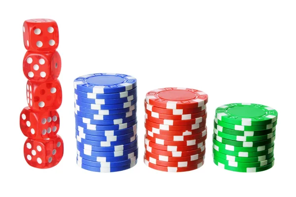 Poker Chips and Dice — Stock Photo, Image
